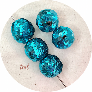 20mm Sequin Acrylic Beads - CHOOSE YOUR COLOUR - 5 beads