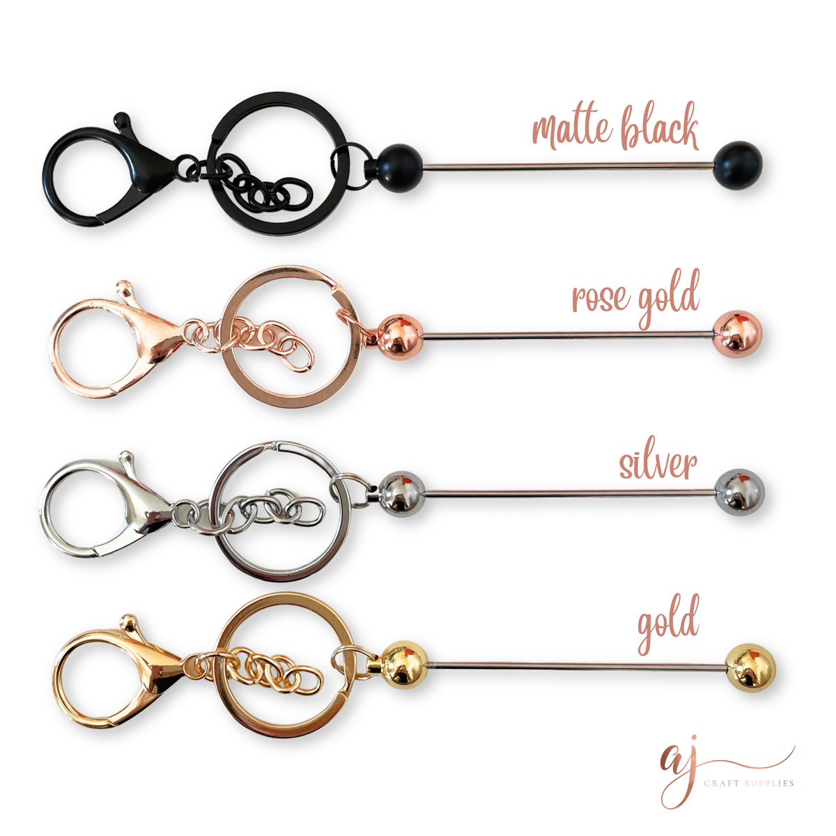 Beadable Bar Keyring Blanks - Choose Your Colour - Each