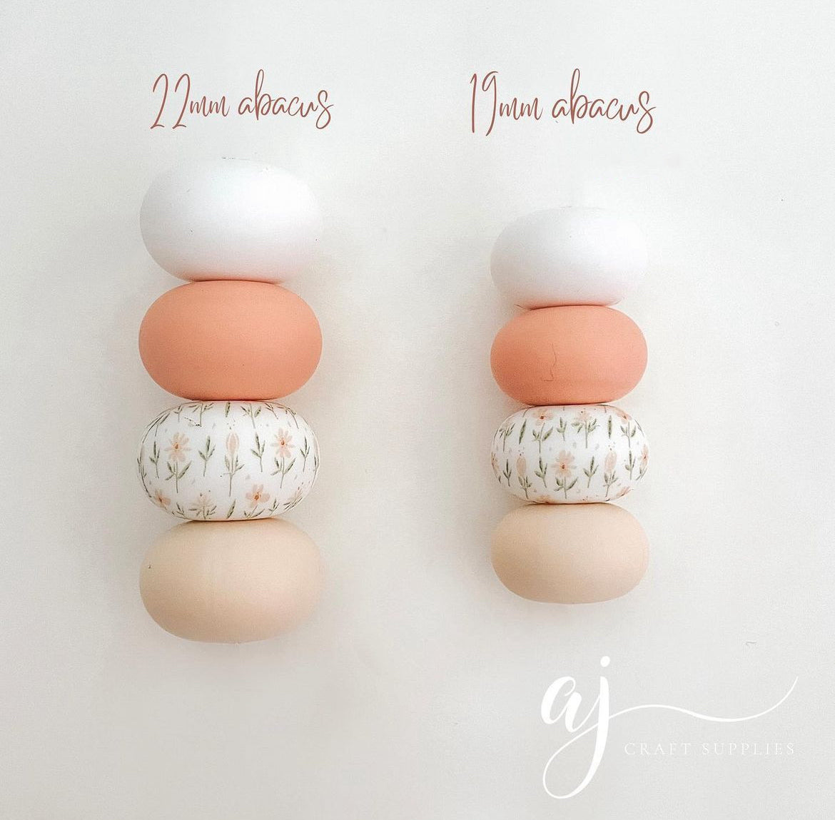 Blush Cow Print - 19mm Abacus Silicone Beads - 5 Beads