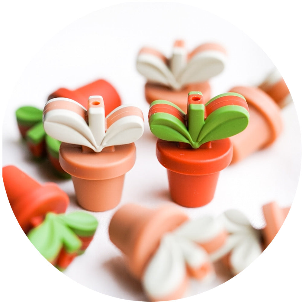 Plant Pot Focal Silicone Beads - Each