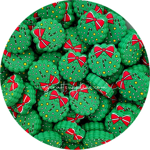Christmas Wreath Silicone Beads - 2 beads