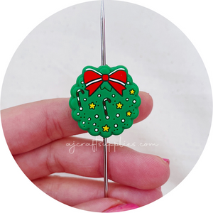 Christmas Wreath Silicone Beads - 2 beads