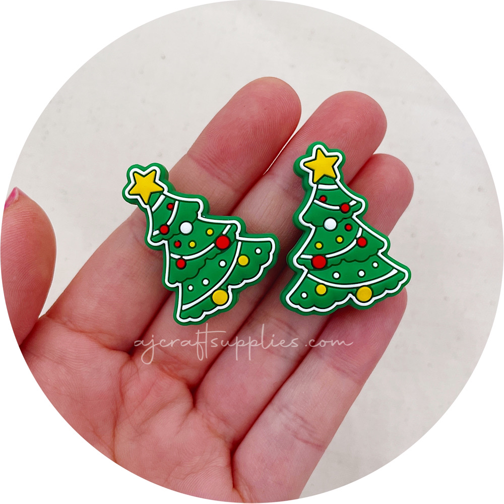Christmas Tree Silicone Beads - 2 beads