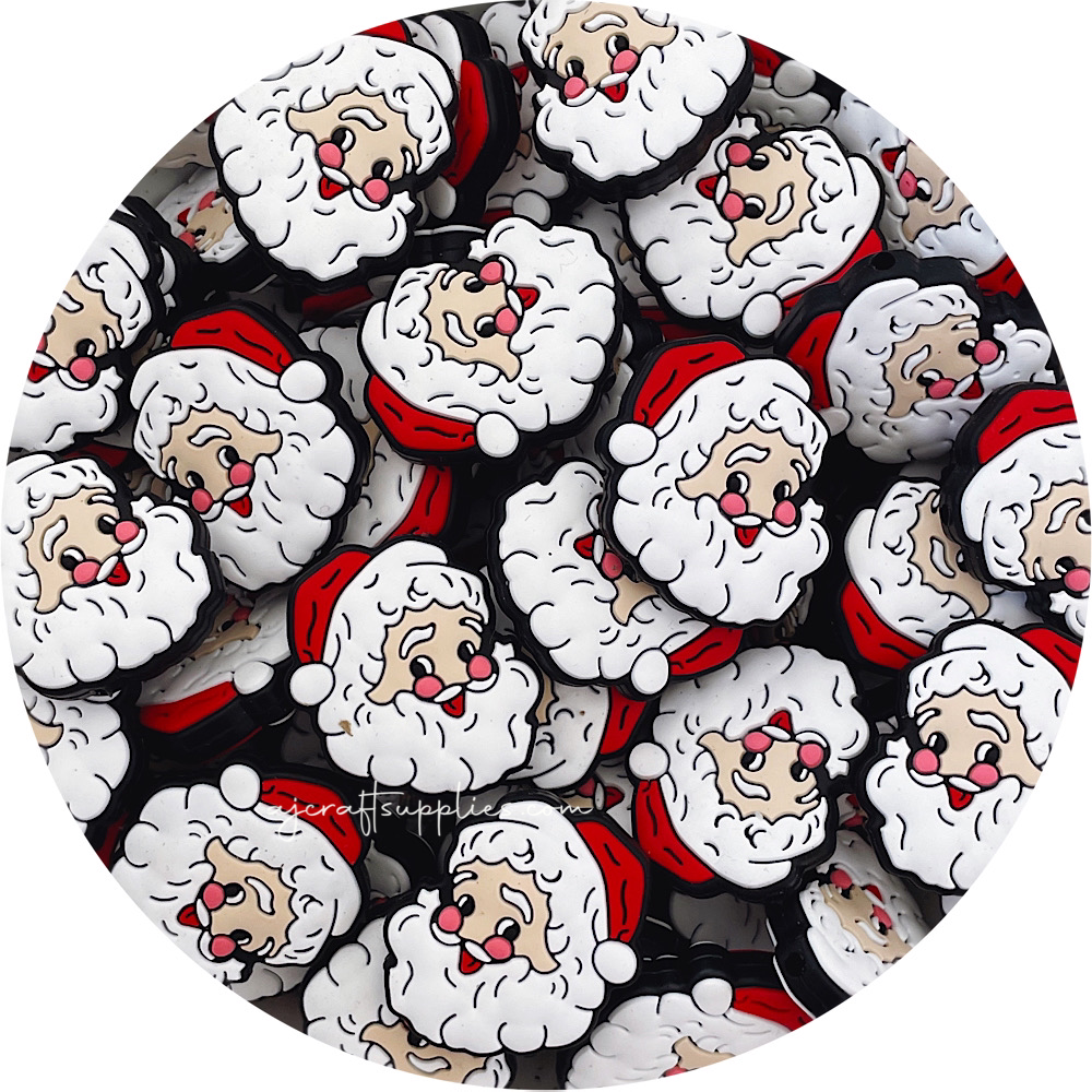 Santa Claus Silicone Beads - 2 beads