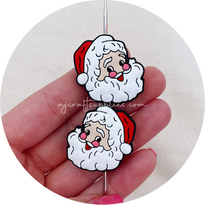 Santa Claus Silicone Beads - 2 beads