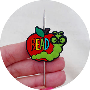 Read Apple Bookworm Silicone Beads - 2 beads