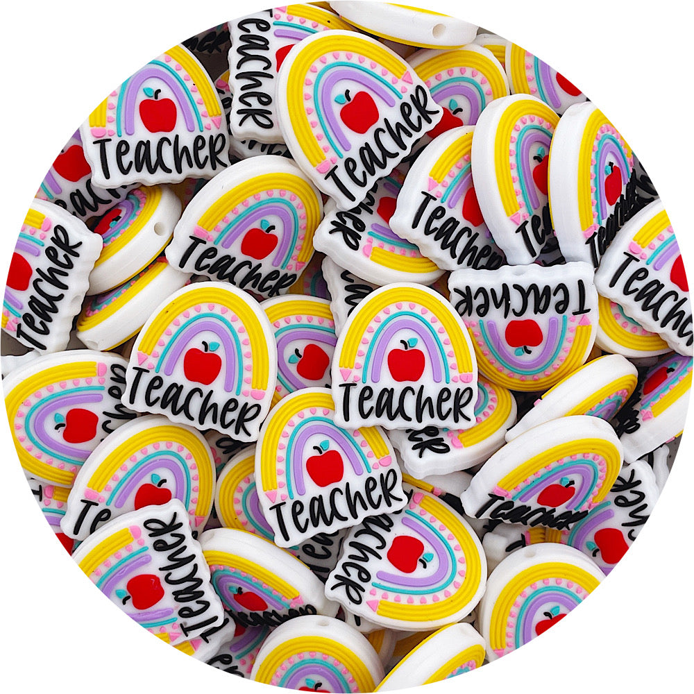 Teacher Rainbow Silicone Beads - 2 beads