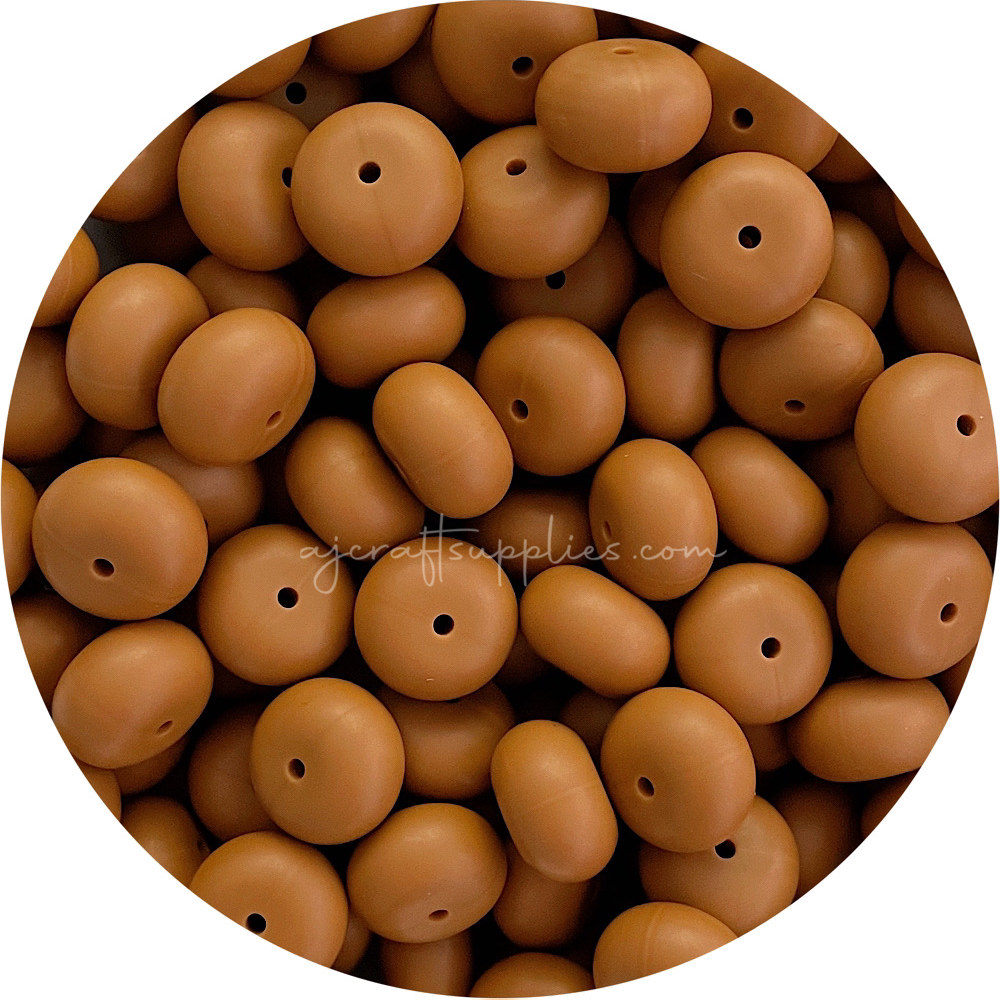 Tan - 19mm Abacus Silicone Beads - 5 Beads
