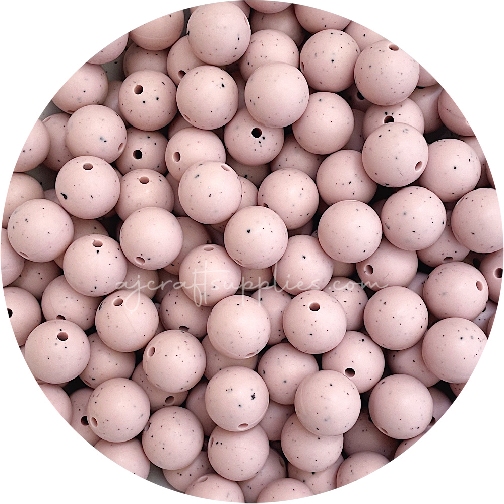 Nude Speckled - 15mm round - 10 Beads