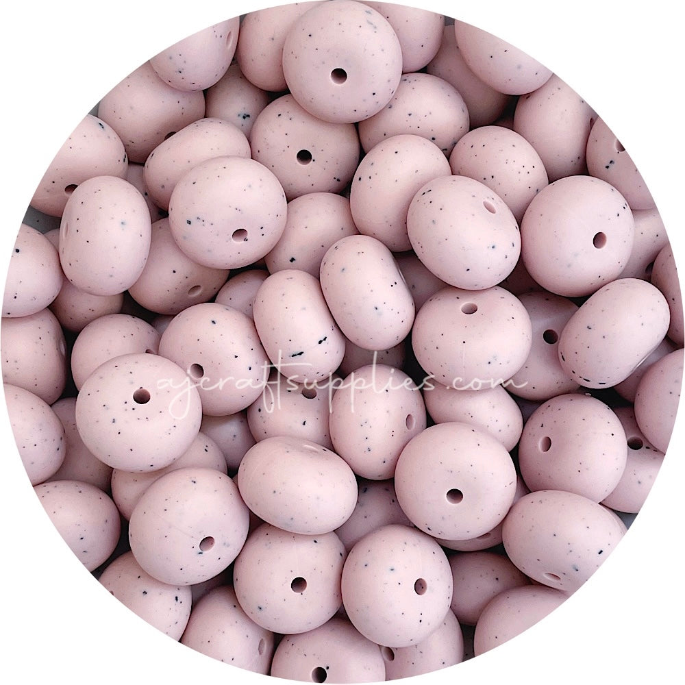 Nude Speckled - 22mm Abacus Silicone Beads - 5 Beads