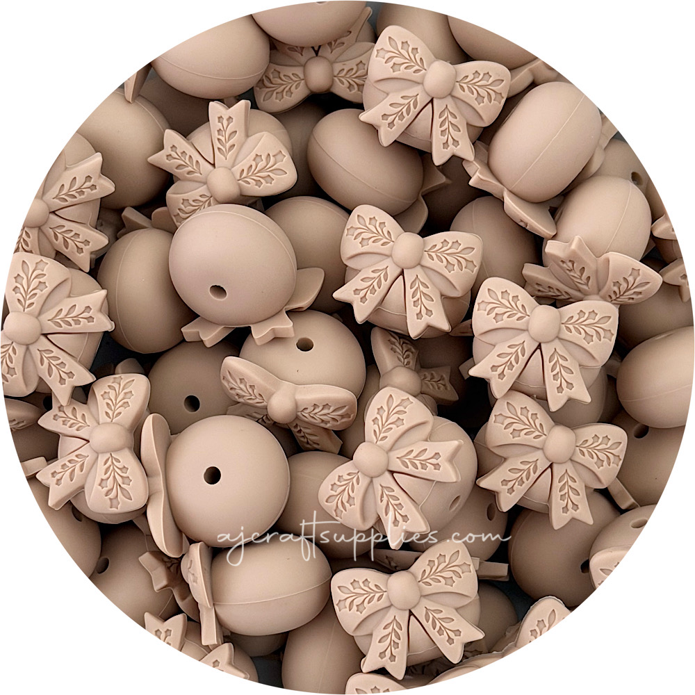 Bow Abacus (22mm) Silicone Beads - CHOOSE YOUR COLOUR - 5 beads