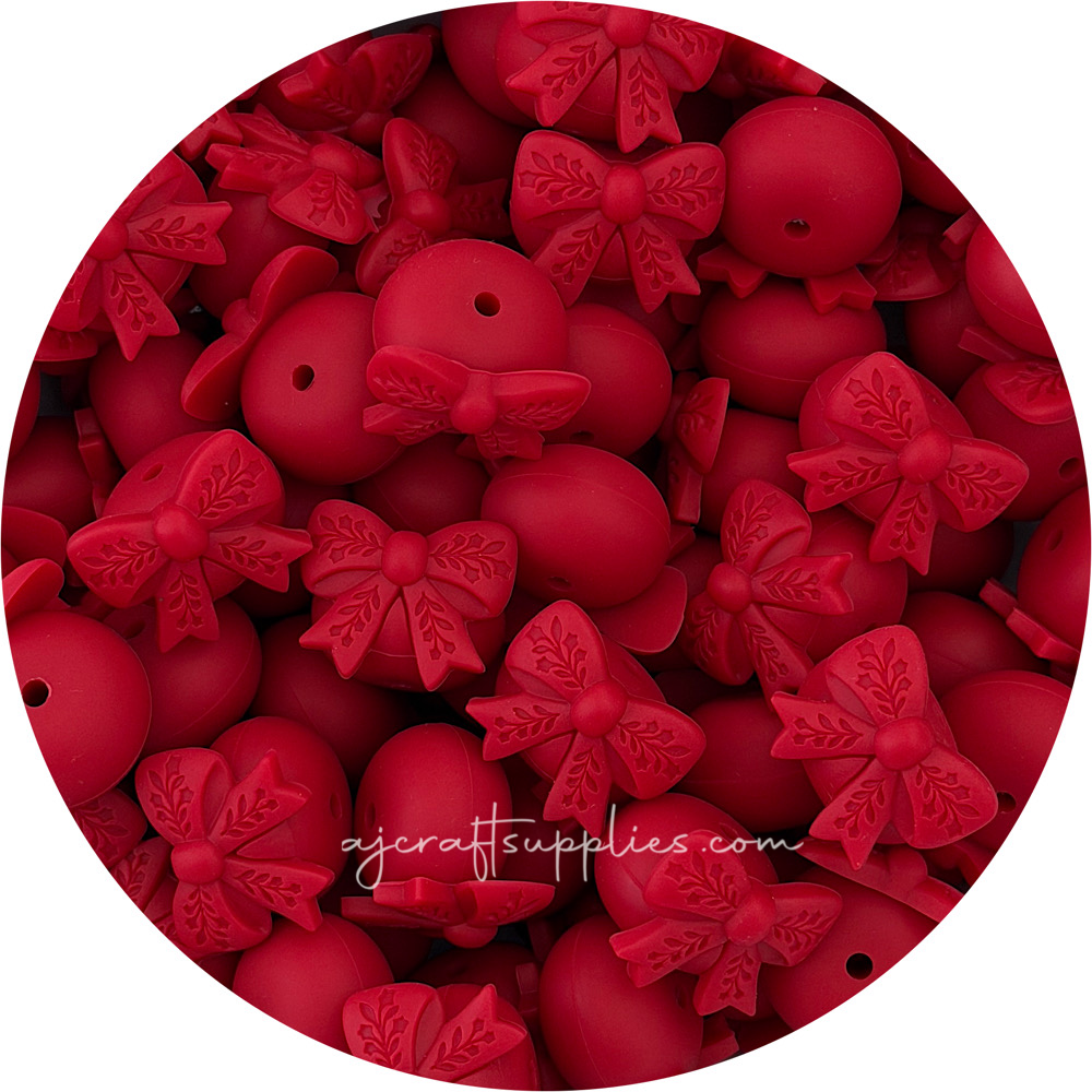 Bow Abacus (22mm) Silicone Beads - CHOOSE YOUR COLOUR - 5 beads