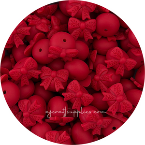 Bow Abacus (22mm) Silicone Beads - CHOOSE YOUR COLOUR - 5 beads