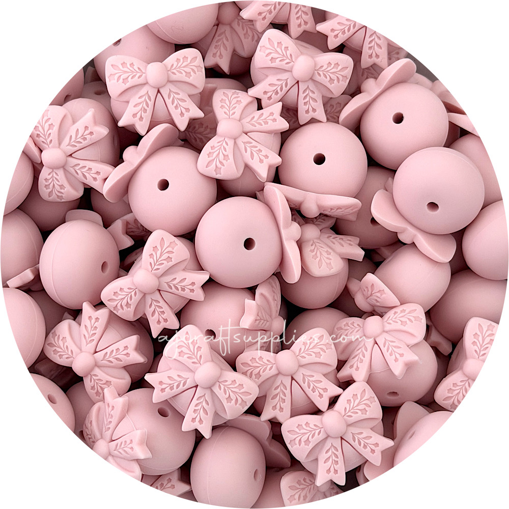 Bow Abacus (22mm) Silicone Beads - CHOOSE YOUR COLOUR - 5 beads