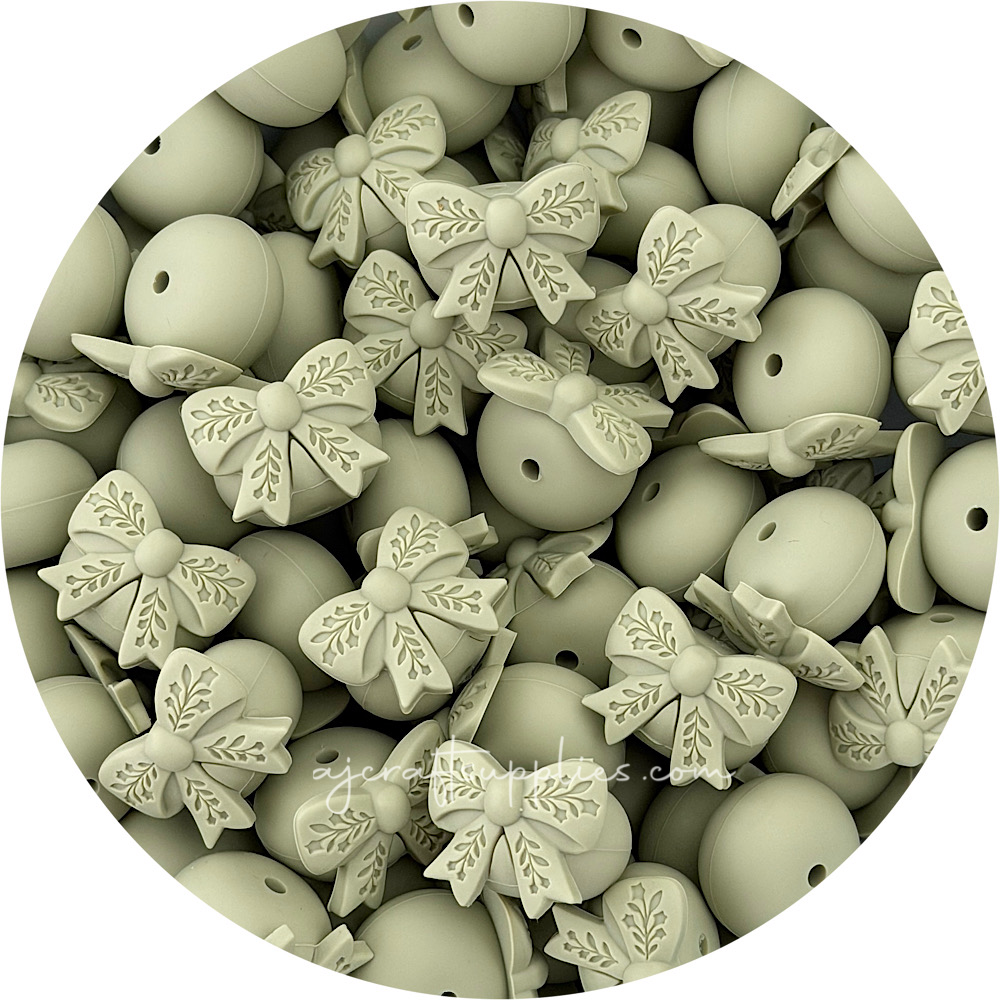 Bow Abacus (22mm) Silicone Beads - CHOOSE YOUR COLOUR - 5 beads