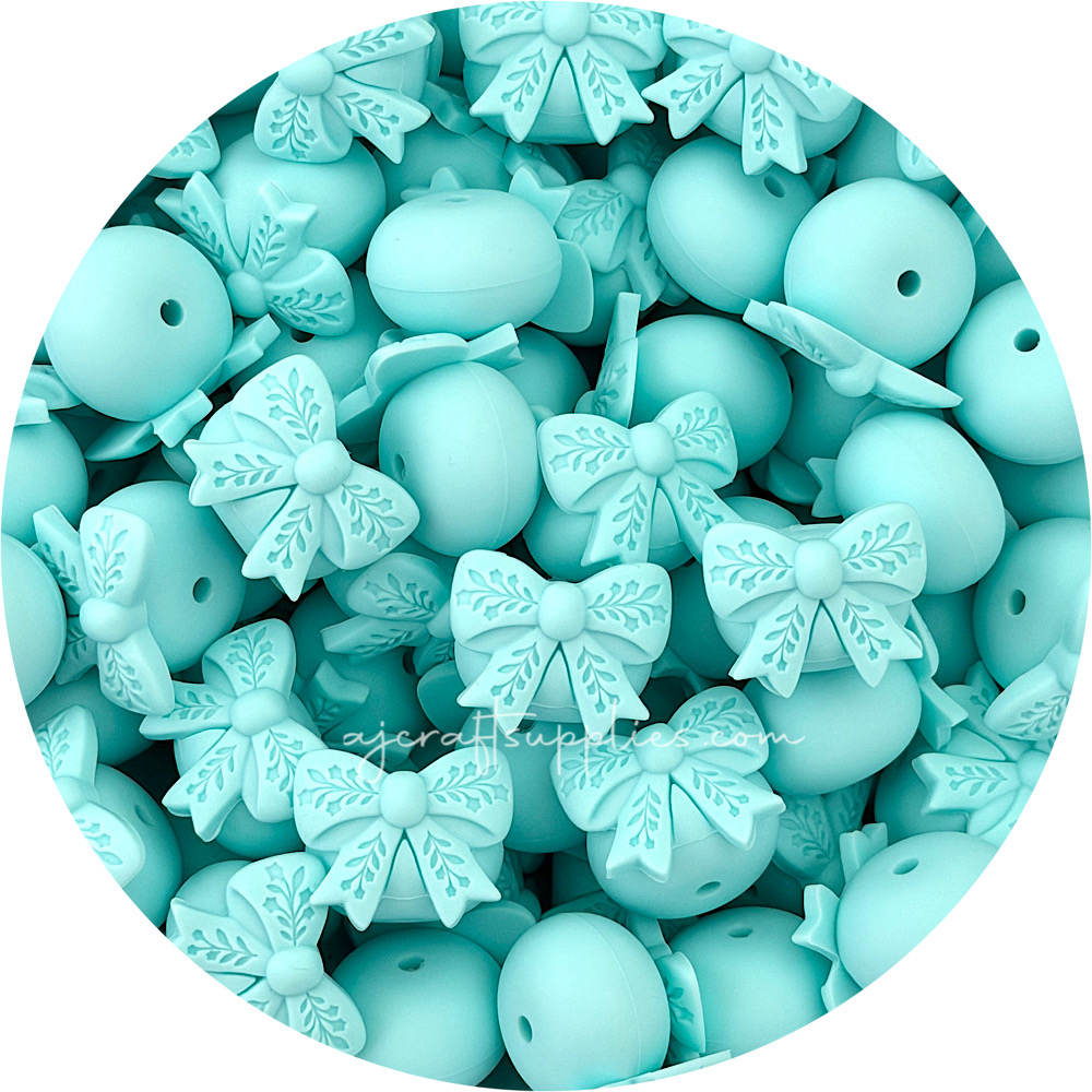 Bow Abacus (22mm) Silicone Beads - CHOOSE YOUR COLOUR - 5 beads