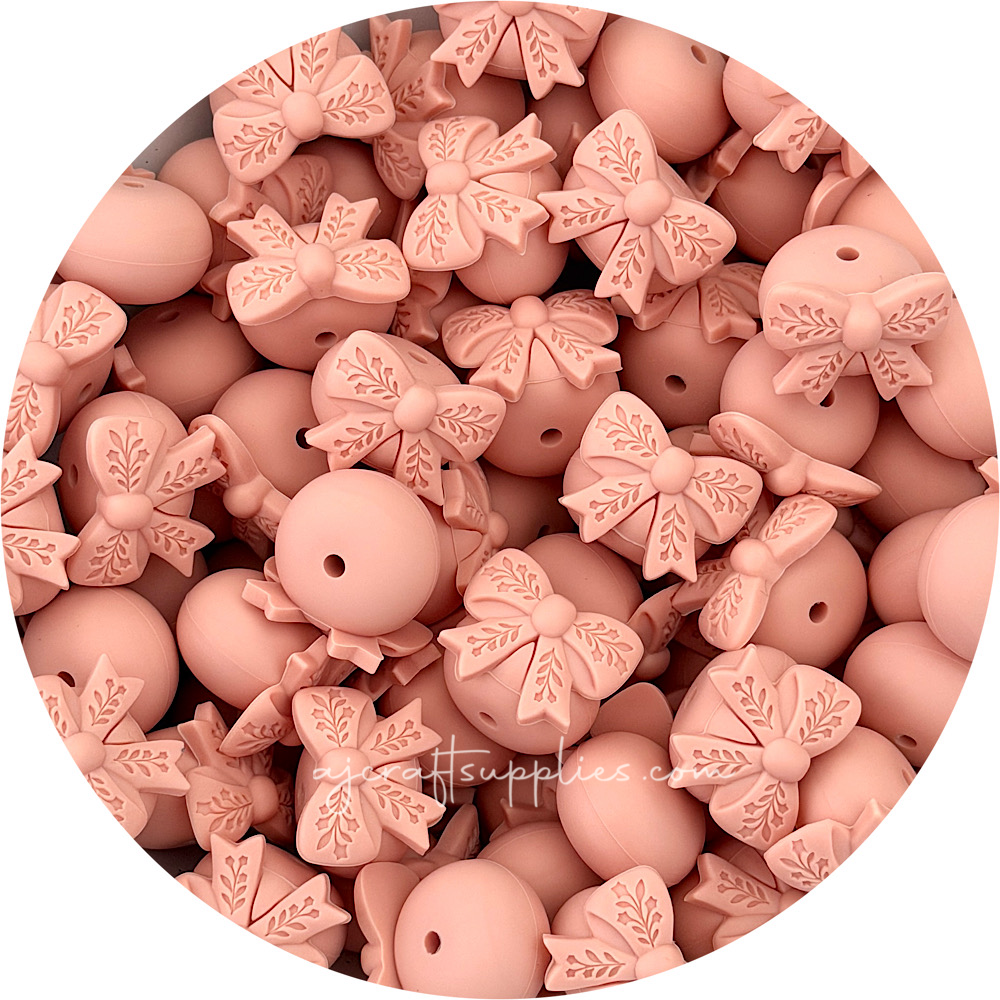 Bow Abacus (22mm) Silicone Beads - CHOOSE YOUR COLOUR - 5 beads