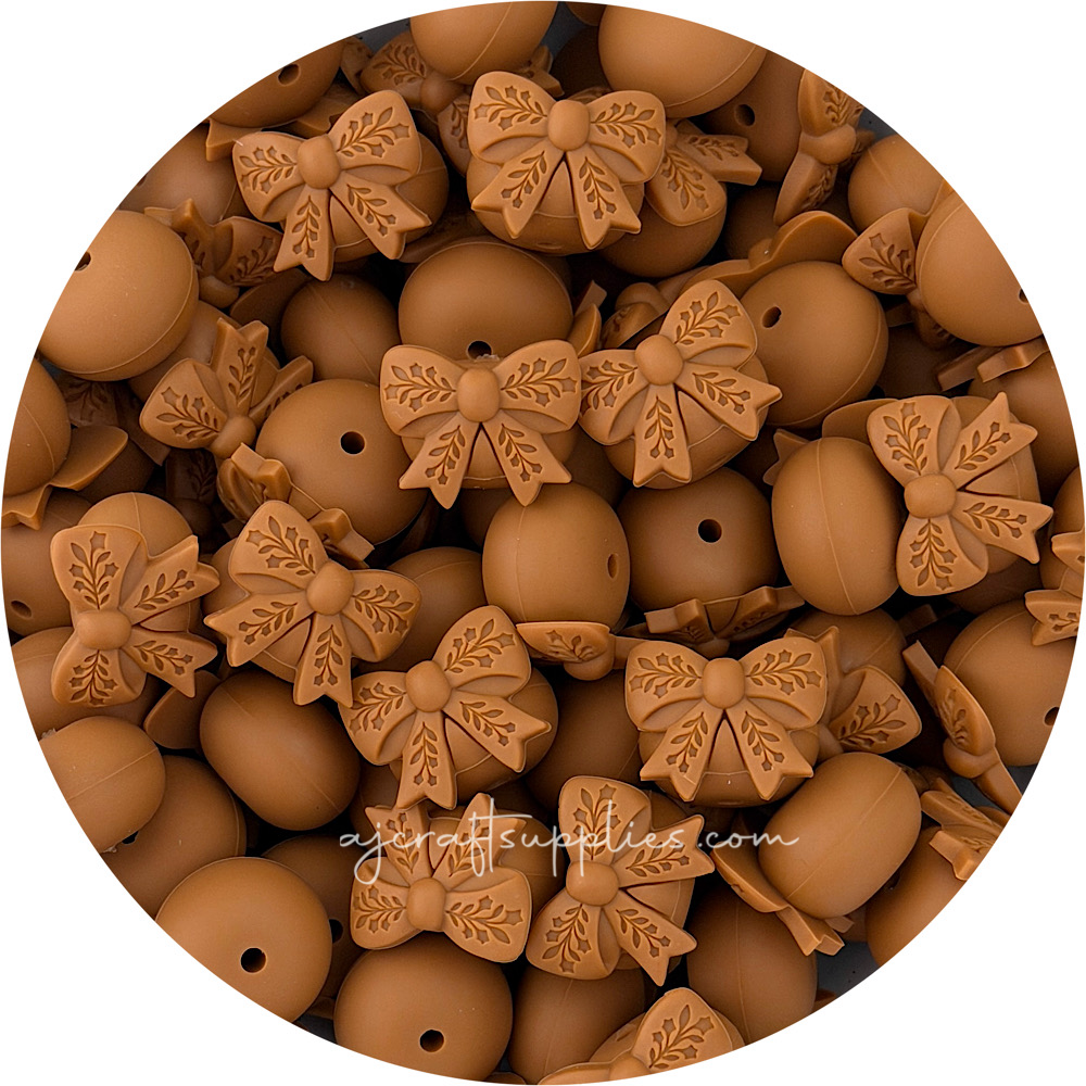 Bow Abacus (22mm) Silicone Beads - CHOOSE YOUR COLOUR - 5 beads