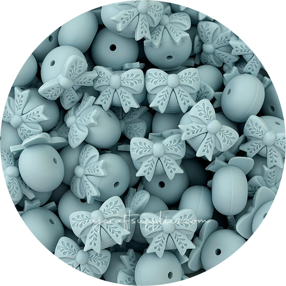 Bow Abacus (22mm) Silicone Beads - CHOOSE YOUR COLOUR - 5 beads
