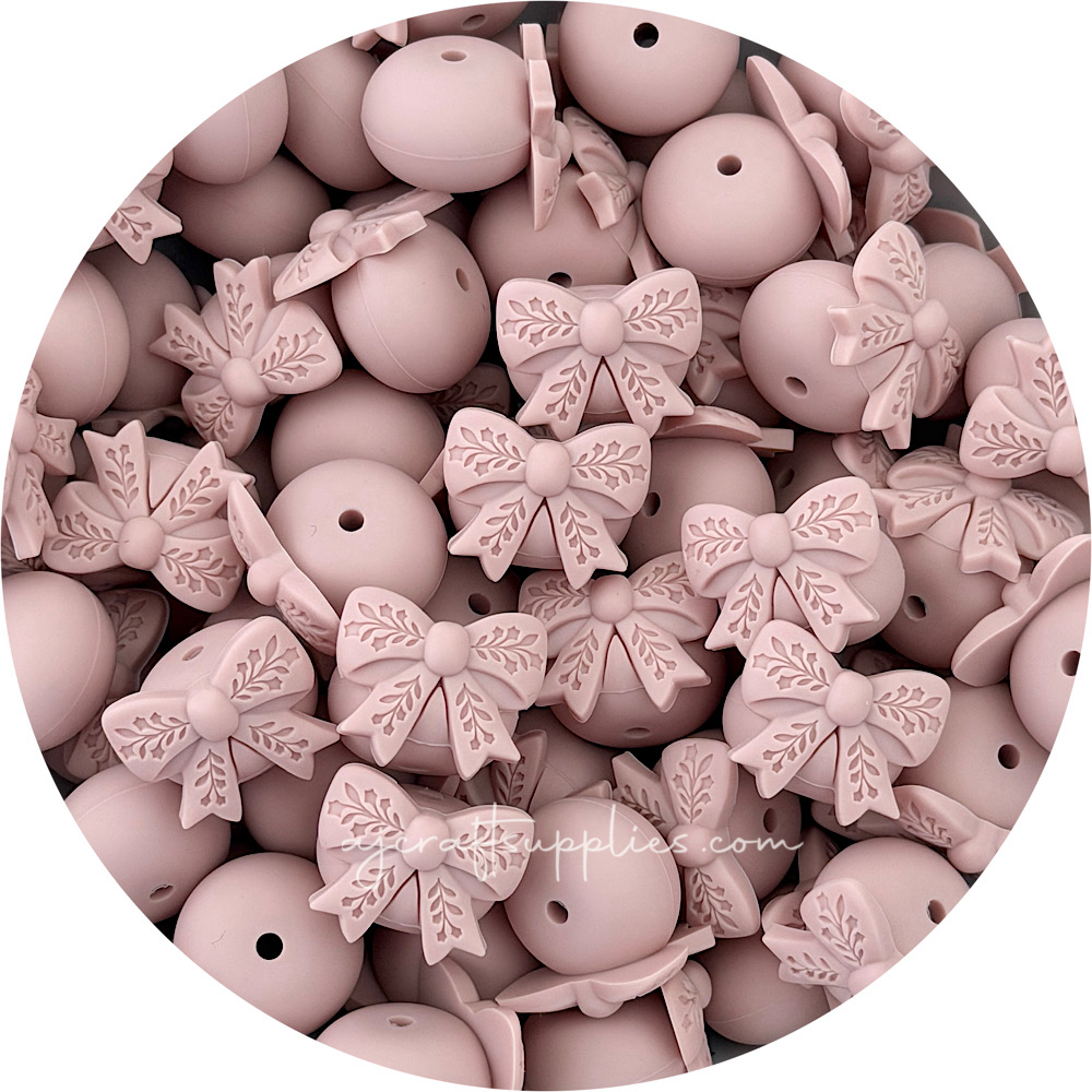 Bow Abacus (22mm) Silicone Beads - CHOOSE YOUR COLOUR - 5 beads