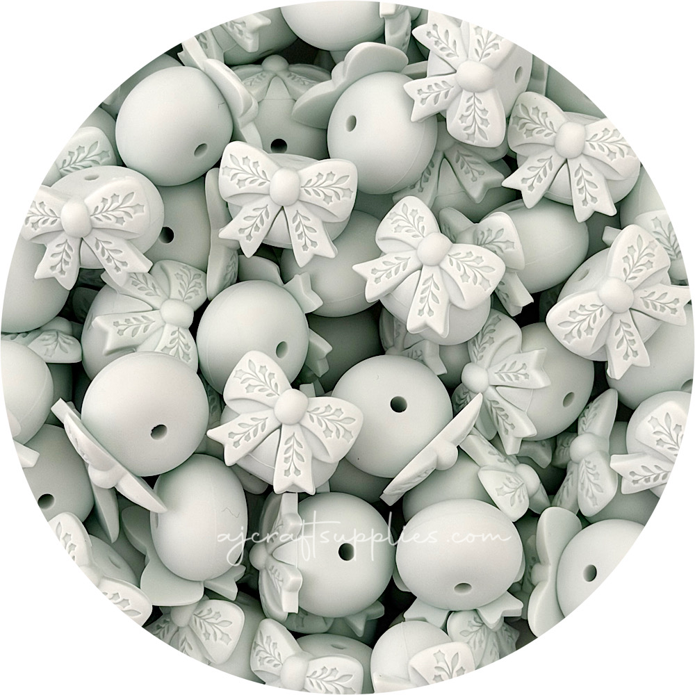 Bow Abacus (22mm) Silicone Beads - CHOOSE YOUR COLOUR - 5 beads