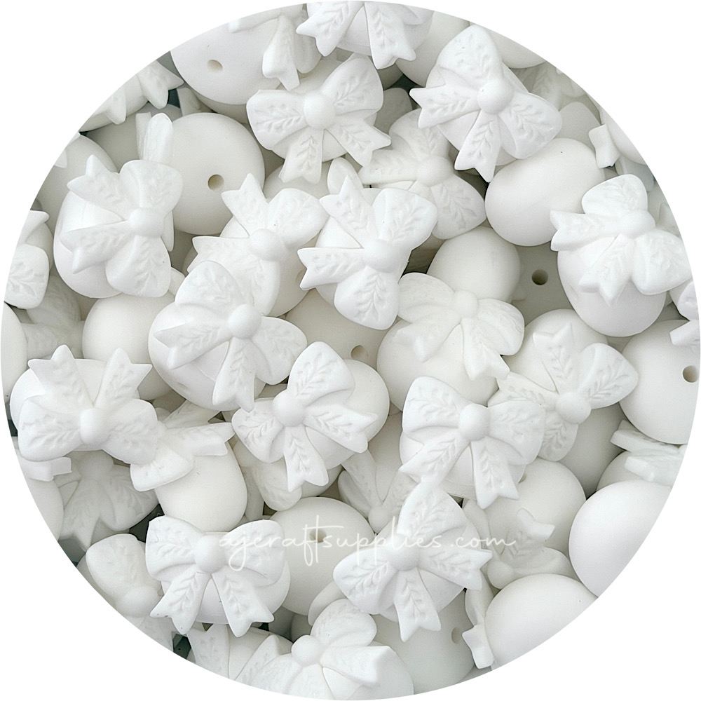 Bow Abacus (22mm) Silicone Beads - CHOOSE YOUR COLOUR - 5 beads
