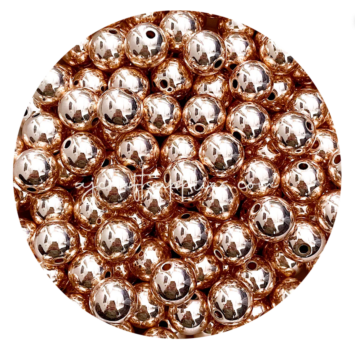 16mm Rose Gold Round Acrylic Beads - 10 Beads