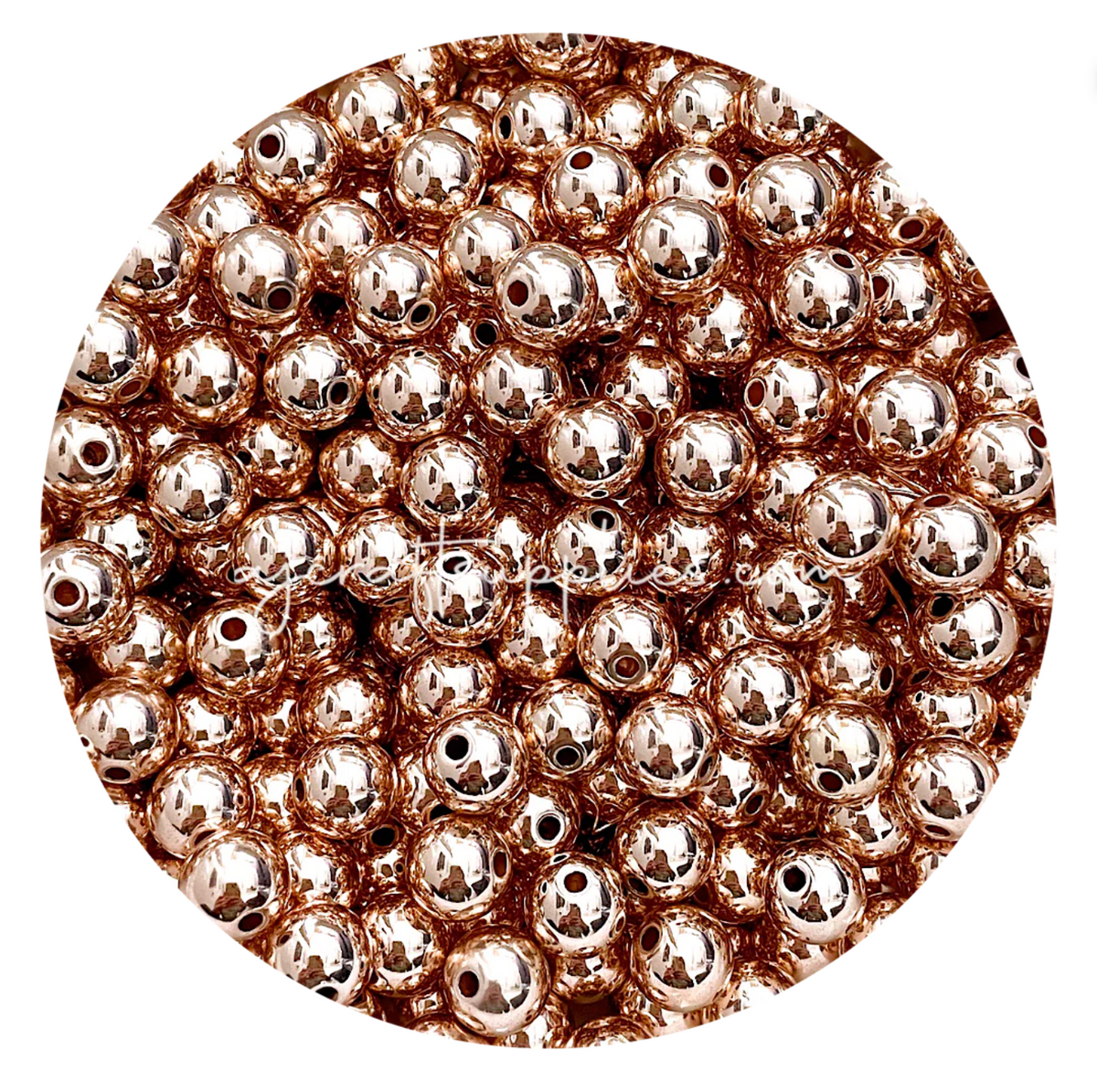 12mm Rose Gold Round Acrylic Beads (2.5mm small hole) - 10 Beads