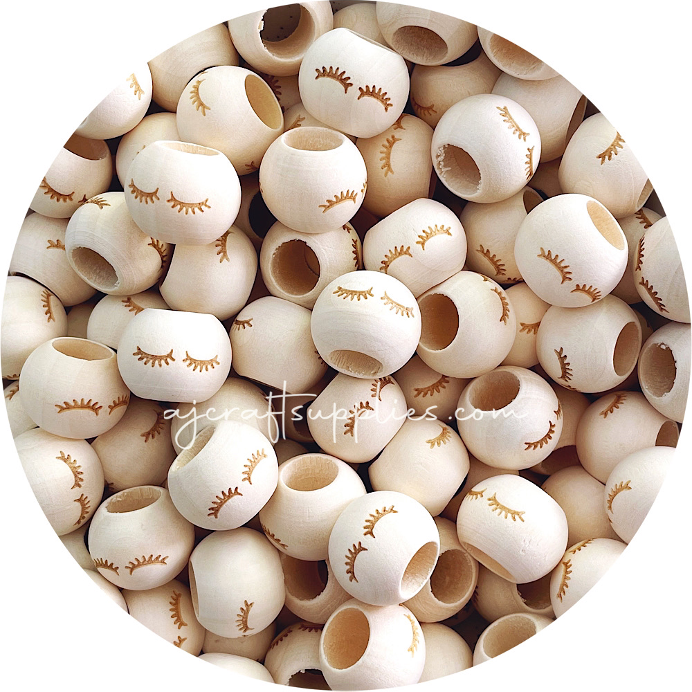 Large Hole Natural Wood Engraved Beads (Choose your Design) - 20mm - 5 - AJ  Craft Supplies