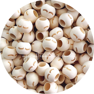 Large Hole Natural Wood Engraved Beads (Choose your Design) - 20mm - 5 beads