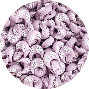 Leaf Crescent Moon Silicone Beads - CHOOSE YOUR COLOUR - 2 beads