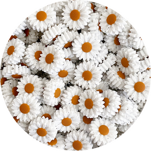 Tan Speckled - 22mm Mini Daisy Silicone Beads - 2 beads