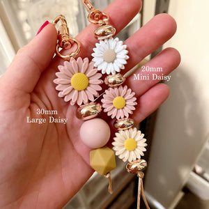 Tan Speckled - 30mm Large Daisy Silicone Beads - 2 beads
