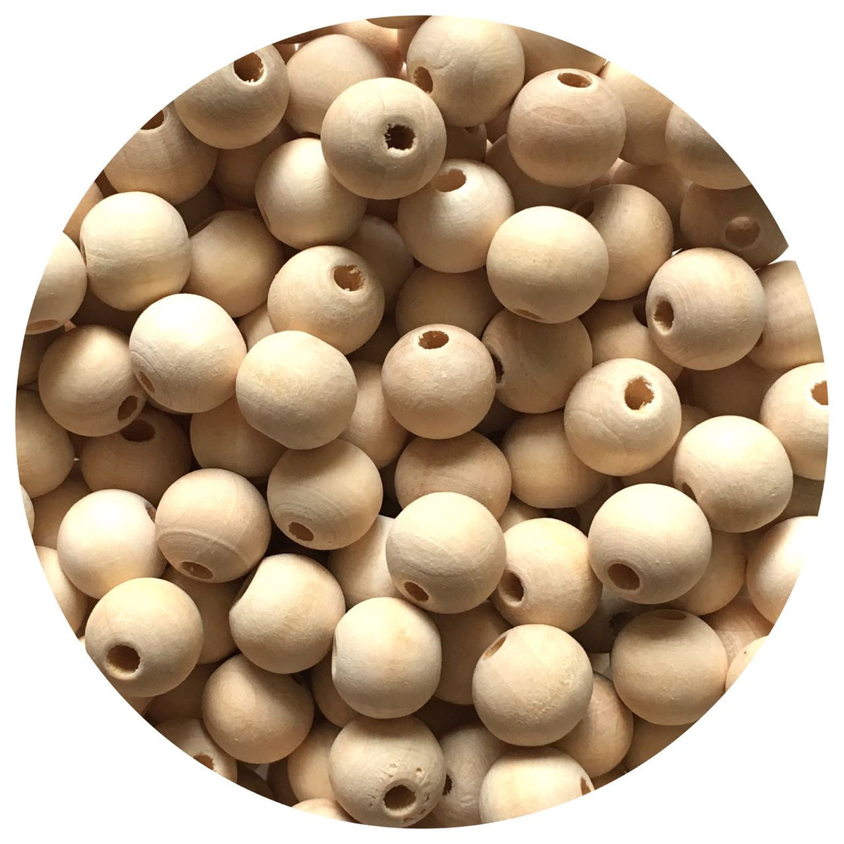 Natural Wood Beads - 12mm Round - 10 beads