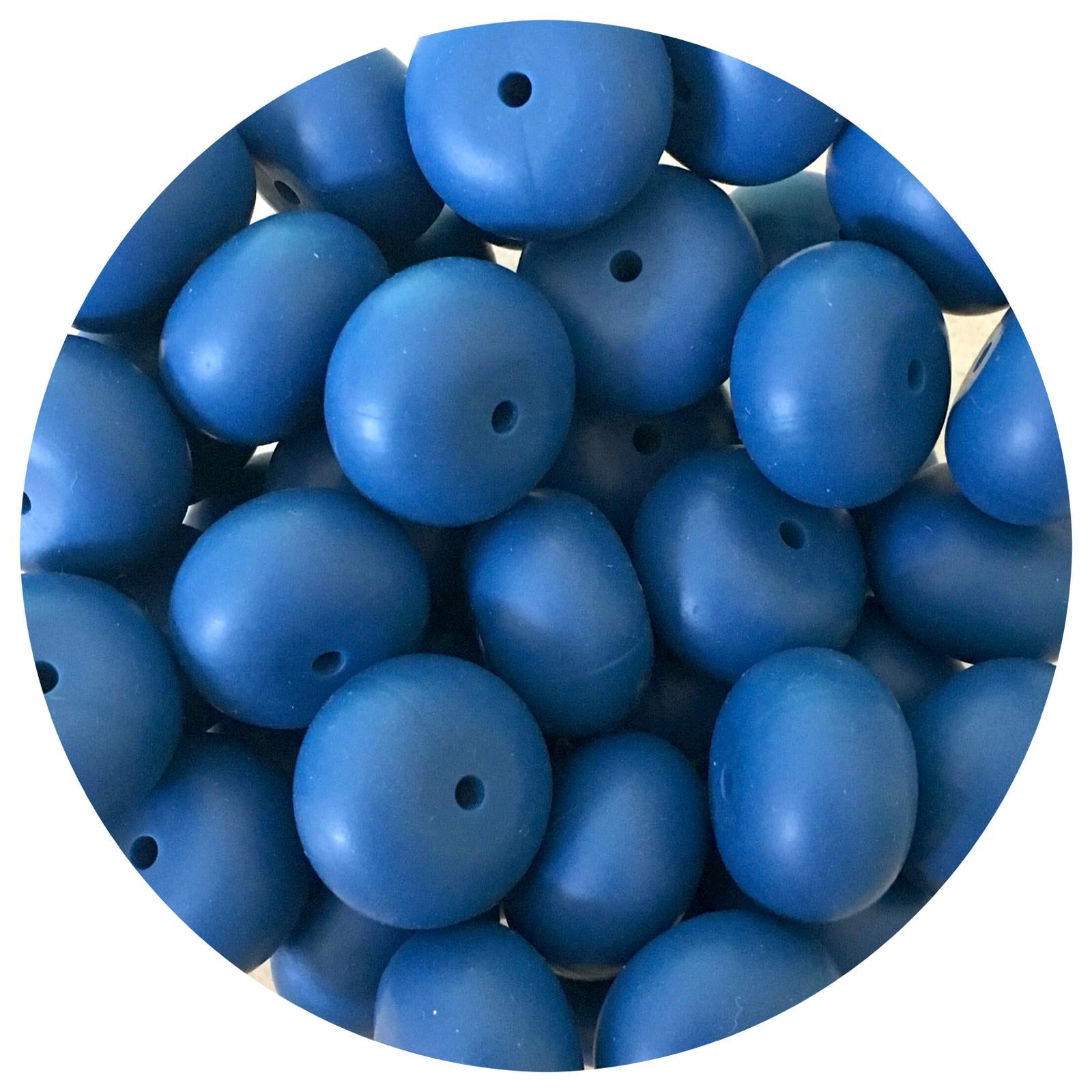 Indigo Blue - 22mm Abacus Silicone Beads - 5 Beads