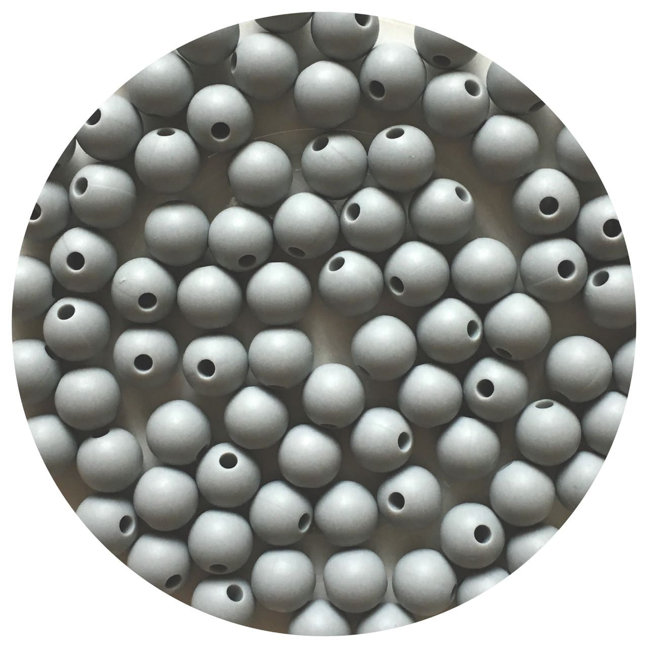 Light Grey - 9mm Round Silicone Beads - 5 Beads