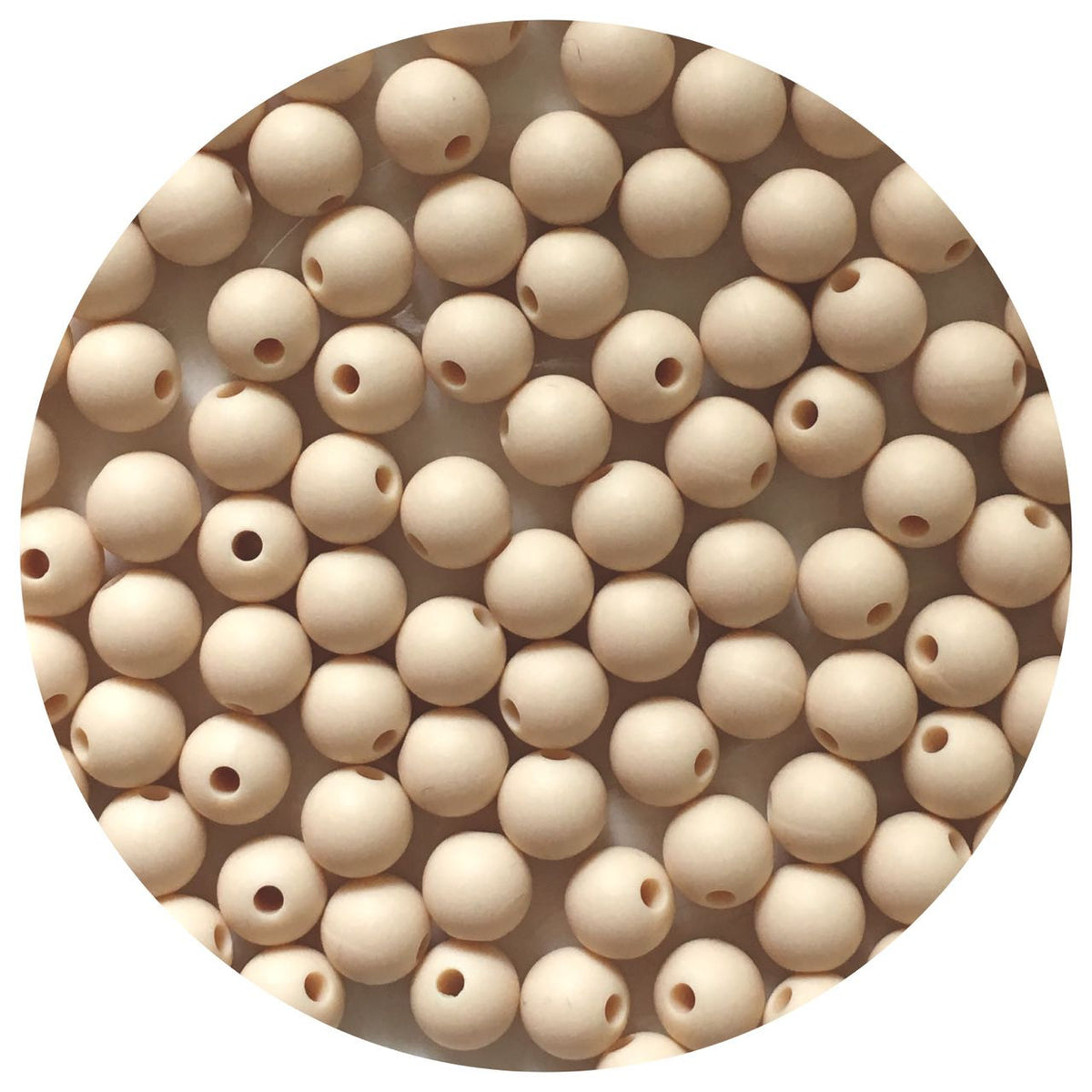 Cream Beige - 9mm Round Silicone Beads - 5 Beads