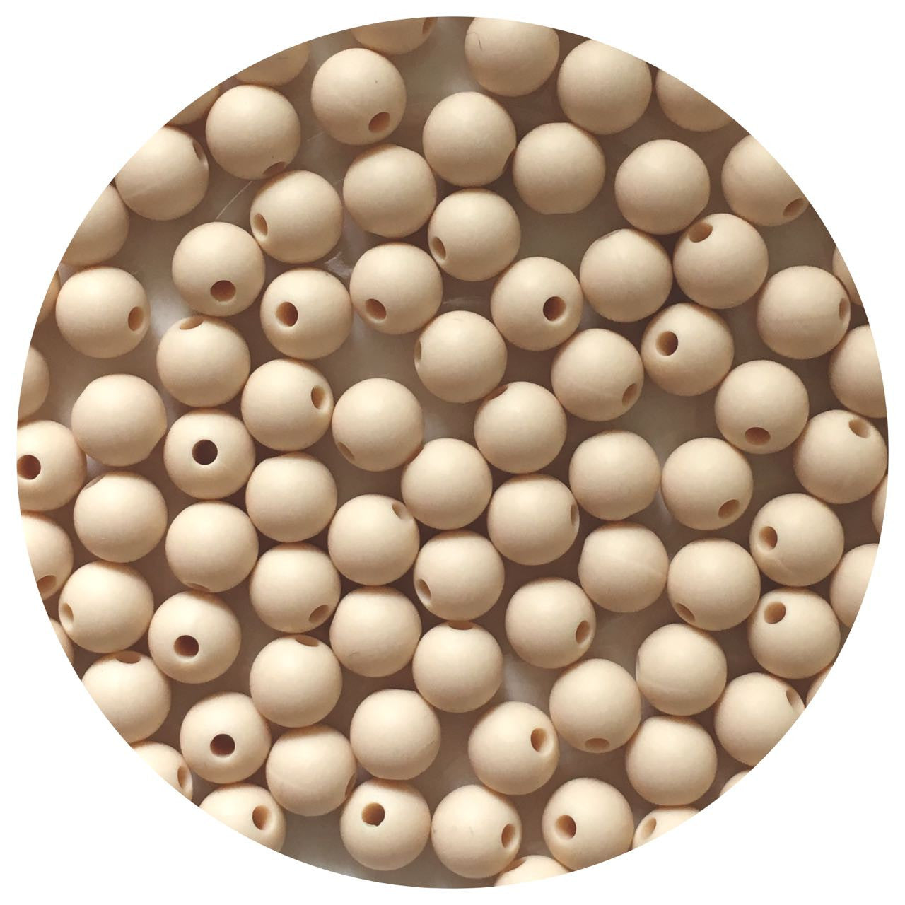 Cream Beige - 9mm Round Silicone Beads - 5 Beads