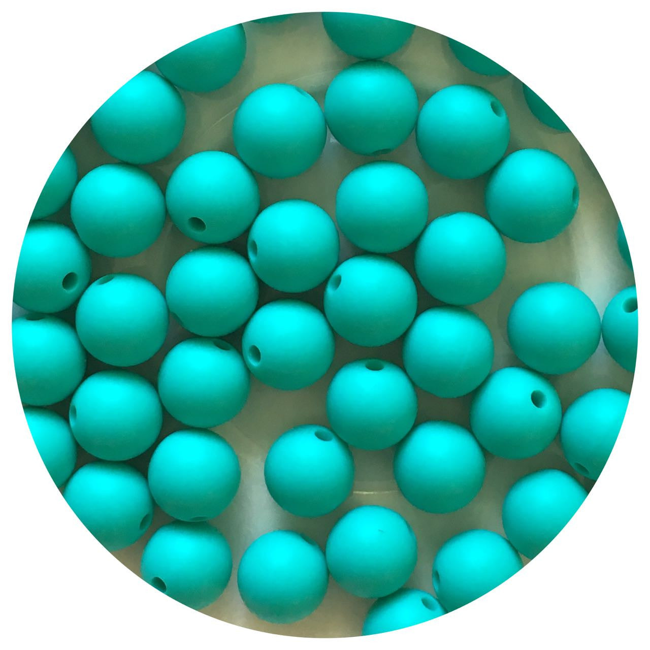 Turquoise - 12mm Round Silicone Beads - 10 beads