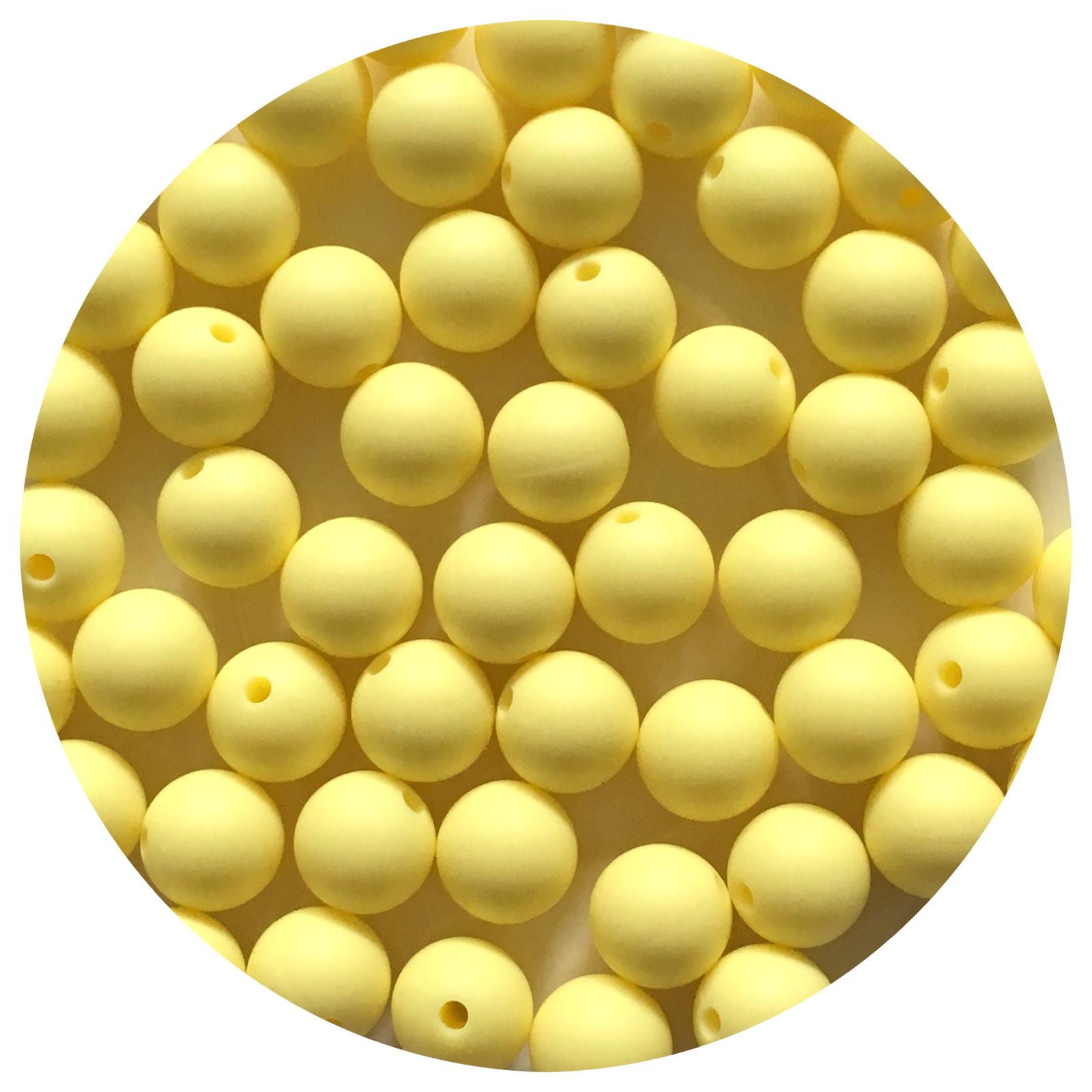 Buttery Yellow - 12mm Round Silicone Beads - 10 beads