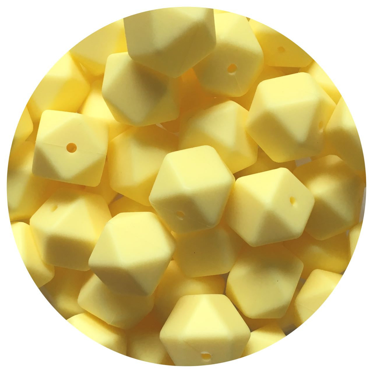 Buttery Yellow - 17mm Hexagon - 10 Beads
