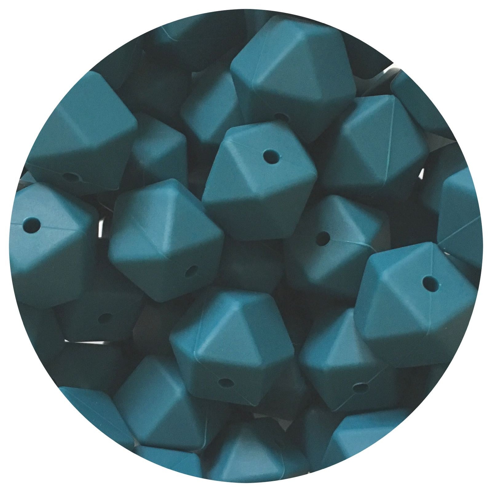 Deep Teal - 17mm Hexagon - 10 Beads