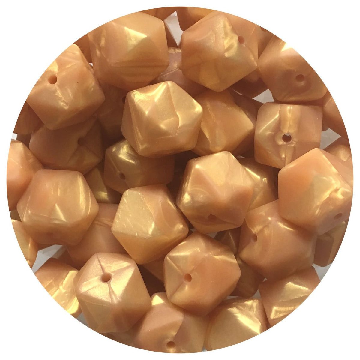 Pearl Gold - 17mm Hexagon - 10 Beads