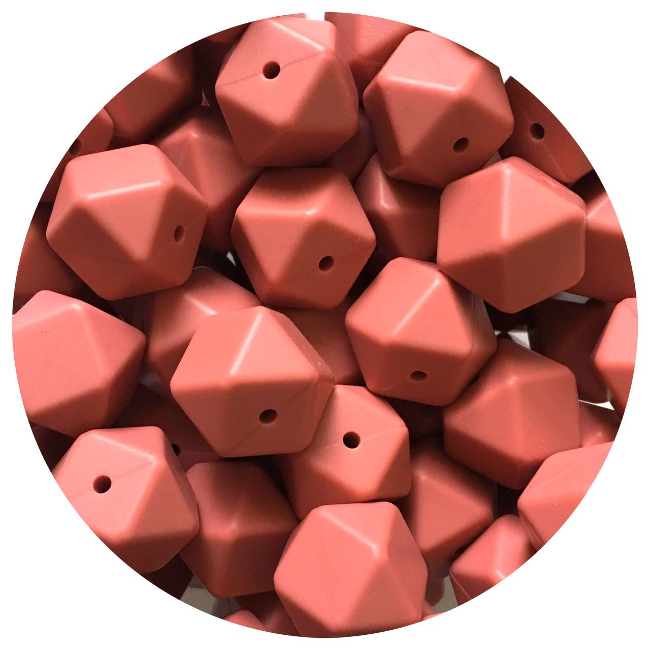 Maroon Red - 17mm Hexagon - 10 Beads