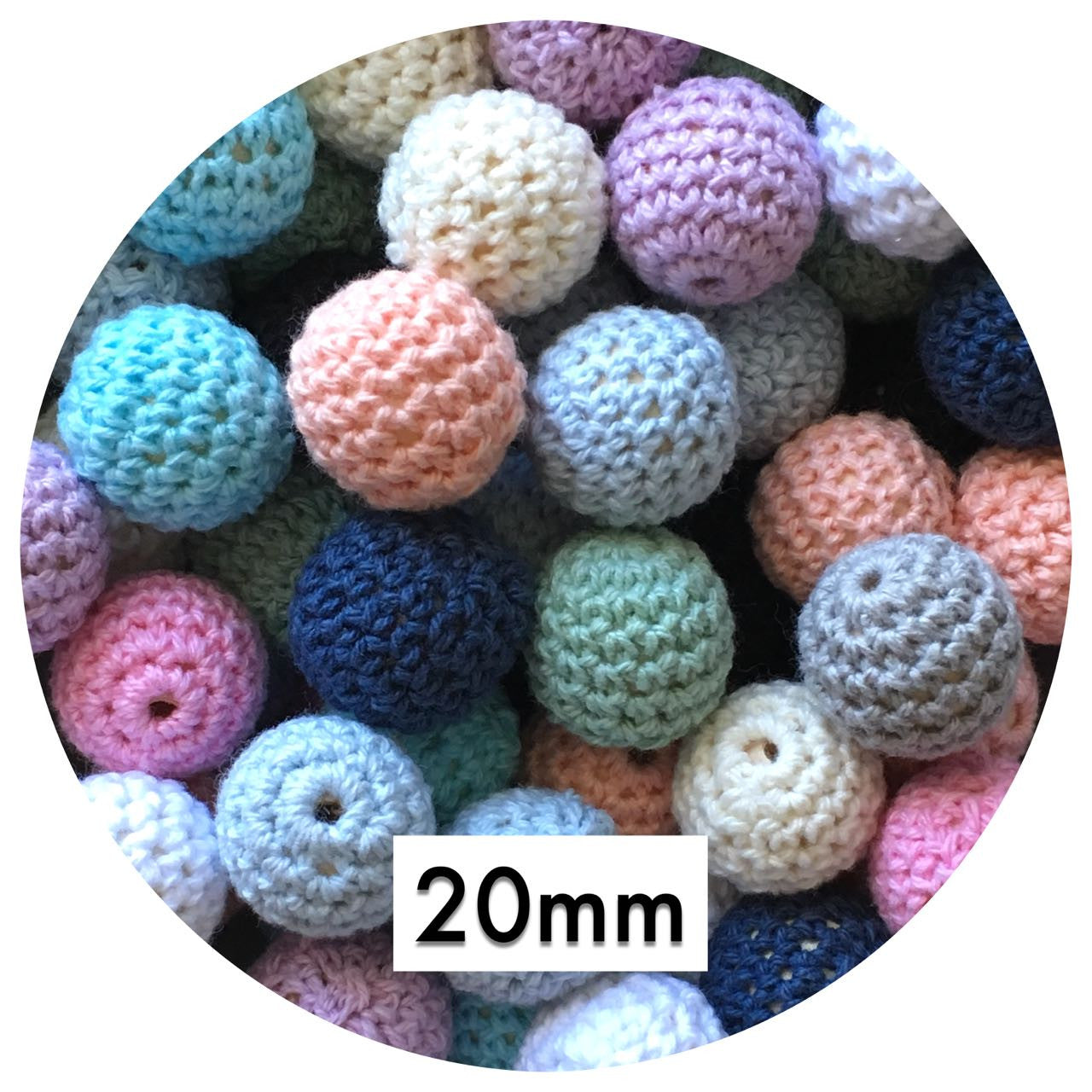 20mm Crochet Beads - Mixed Pack - 20 beads