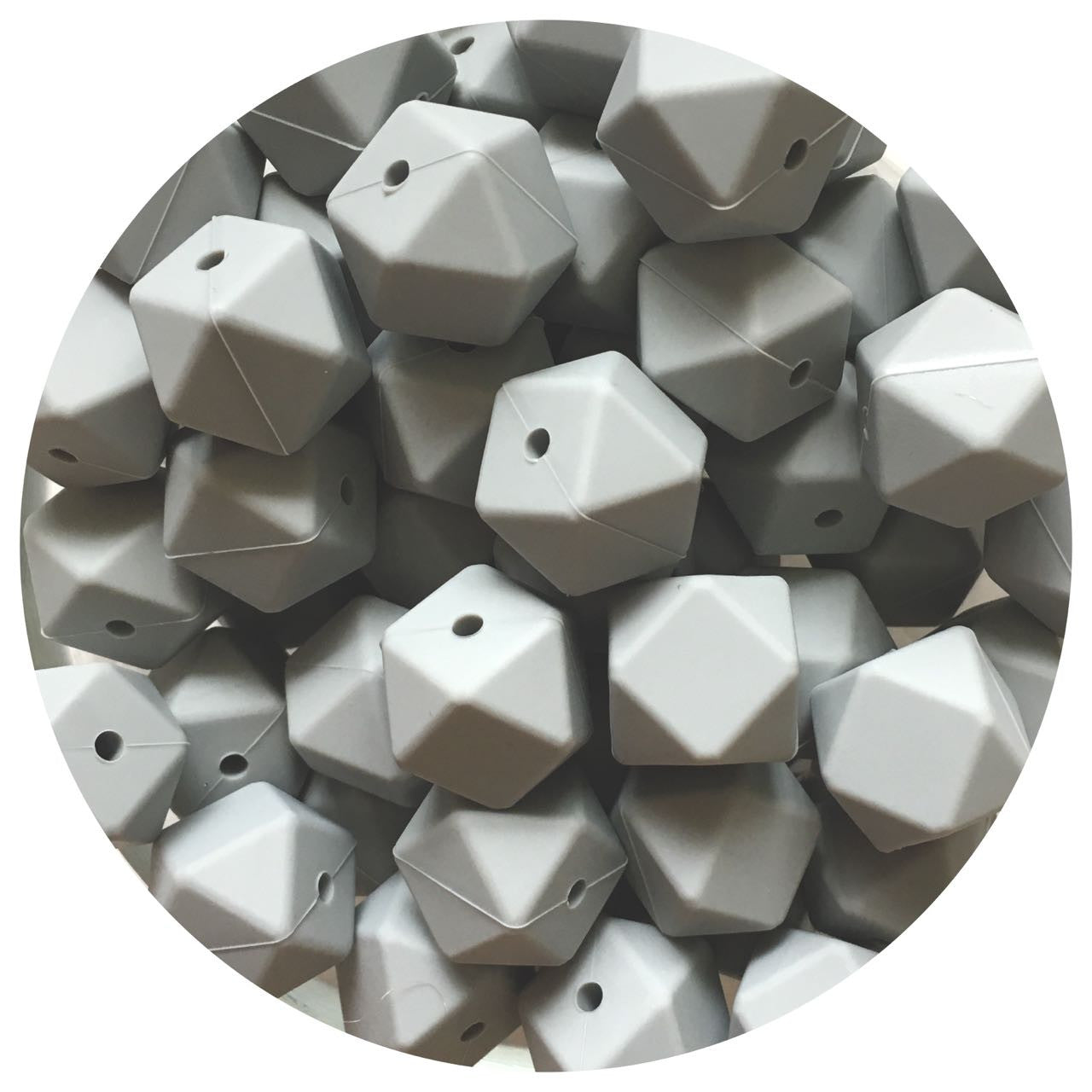 Light Grey - 17mm Hexagon - 10 Beads