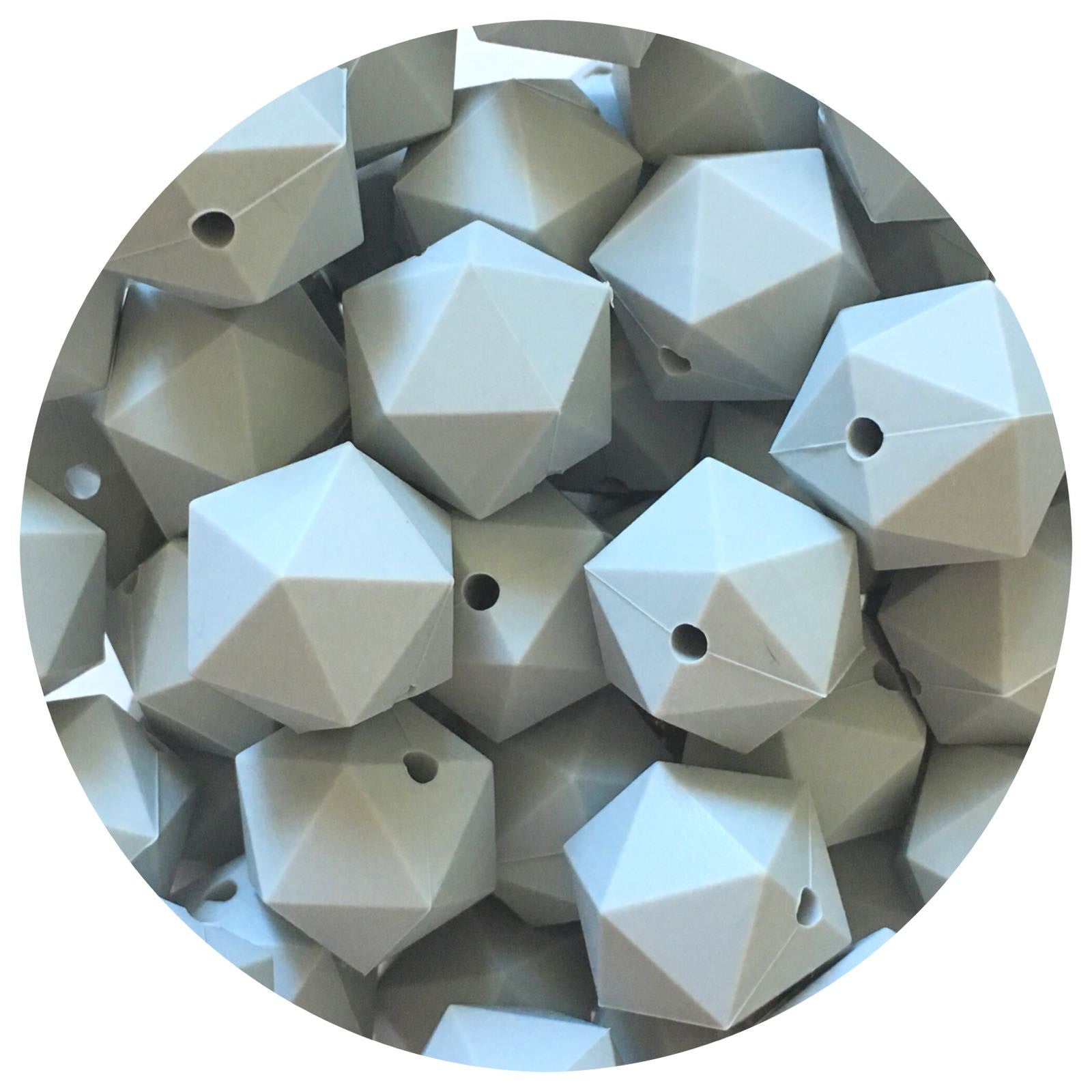 Light Grey - 17mm Icosahedron - 5 Beads