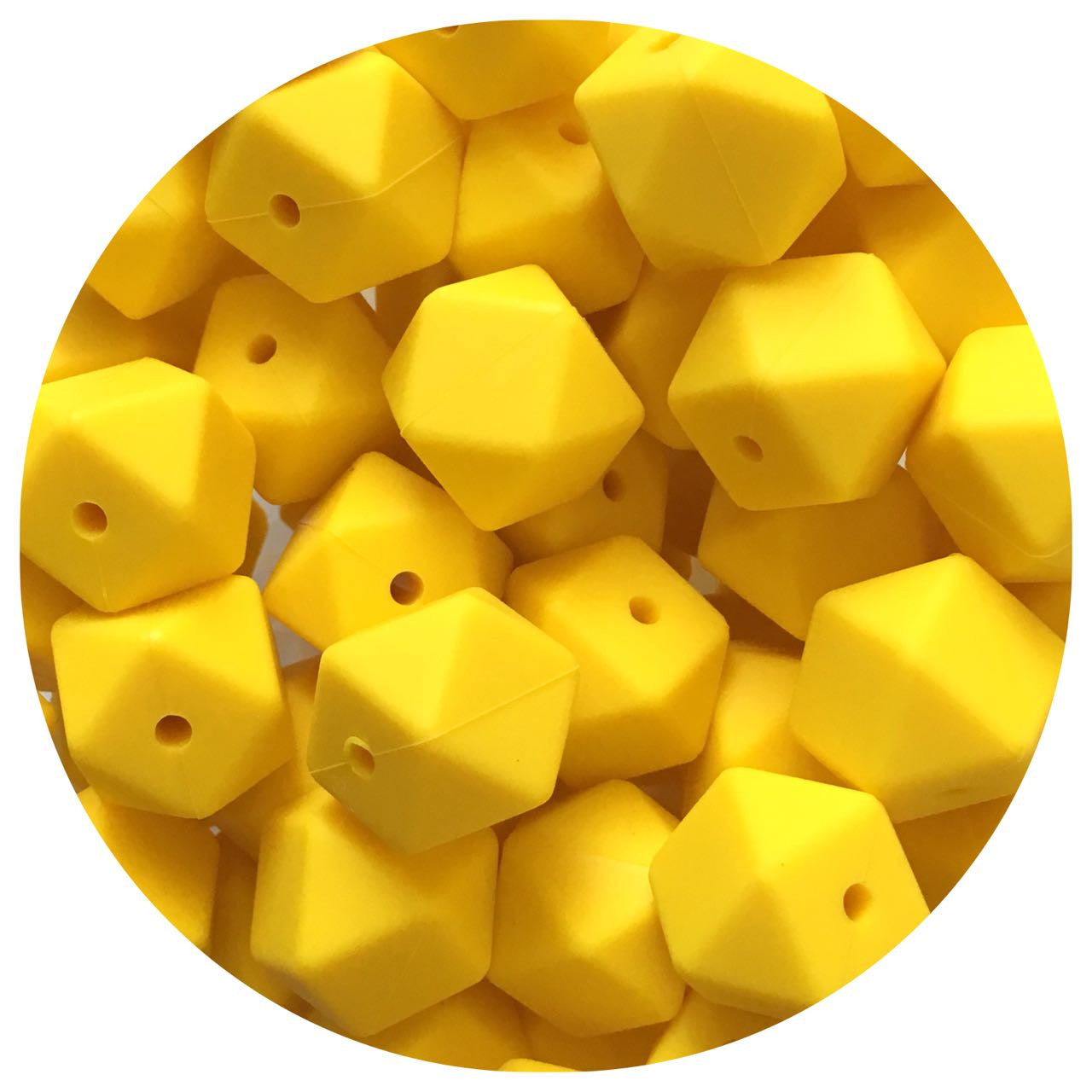 Lemon Yellow - 17mm Hexagon - 10 Beads