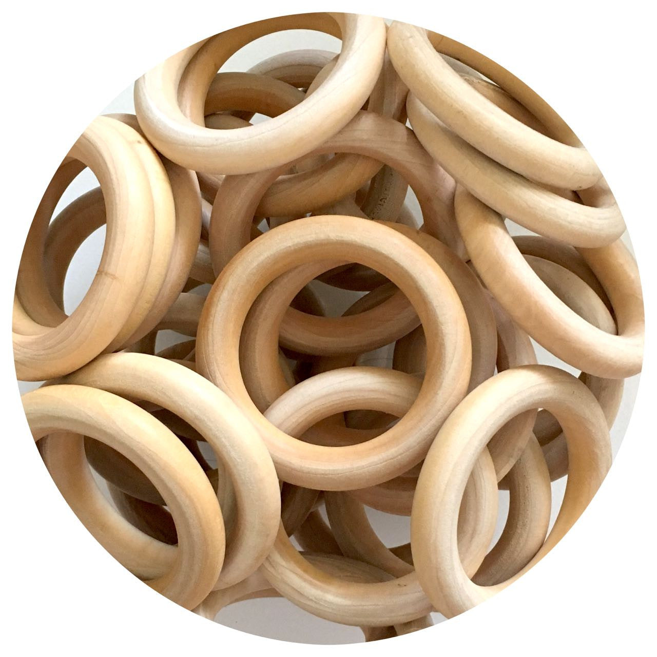 Natural Wood Rings - 65mm - 10pack