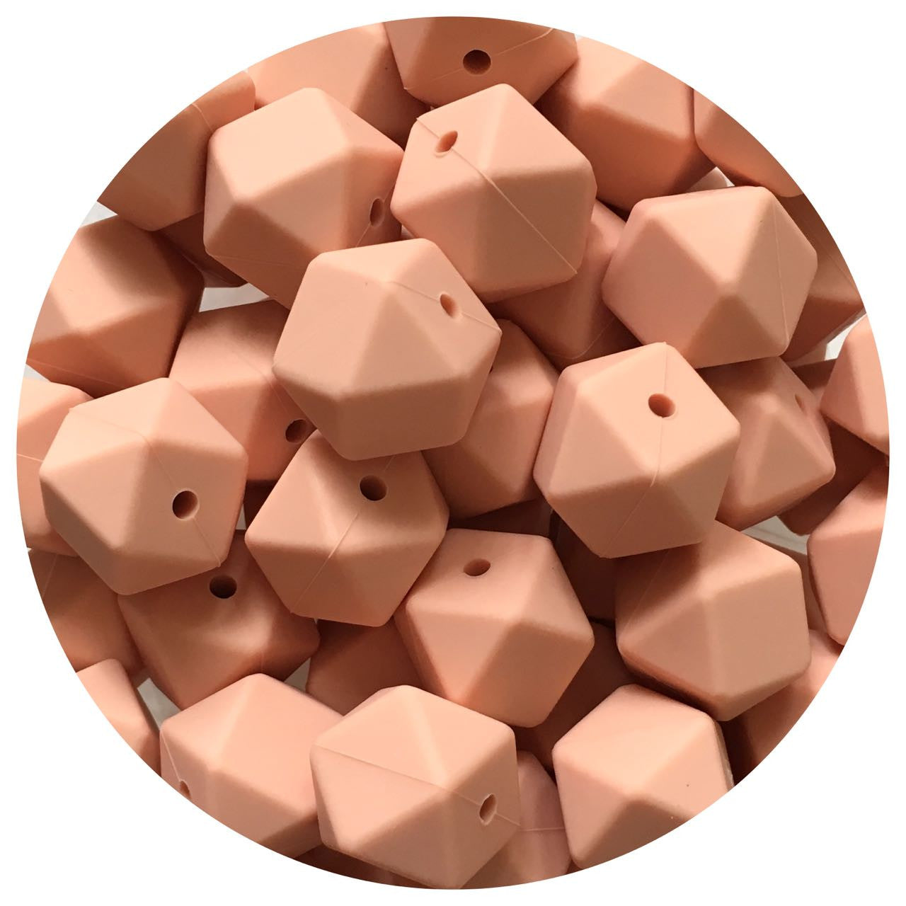 Peach - 17mm Hexagon - 10 Beads